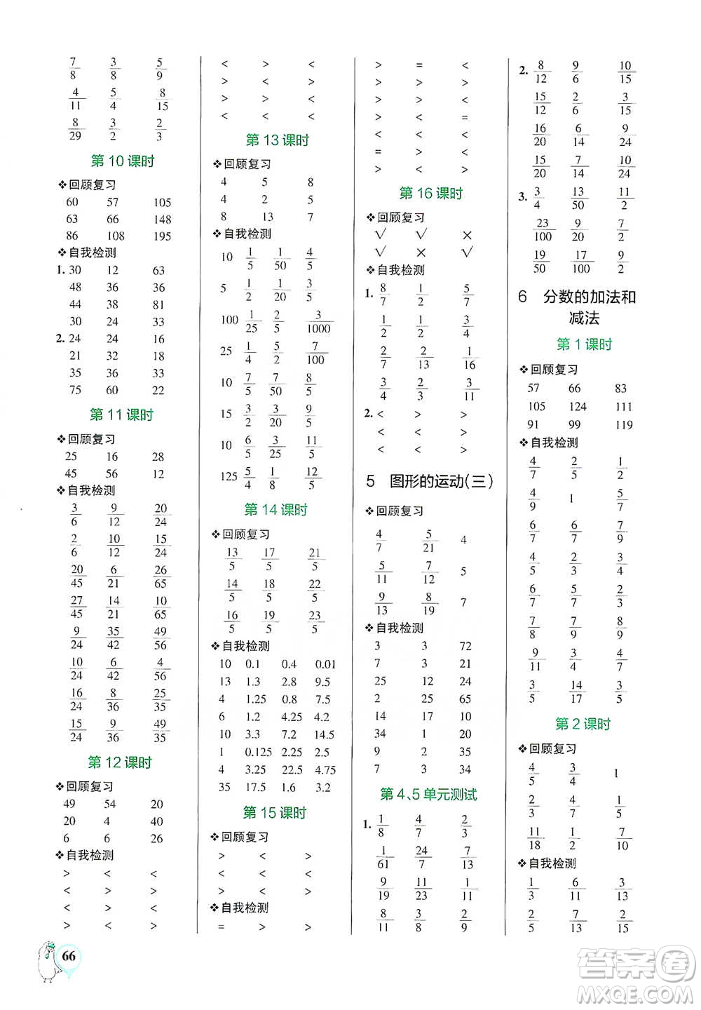 遼寧教育出版社2021小學(xué)學(xué)霸口算五年級(jí)下冊(cè)數(shù)學(xué)人教版參考答案