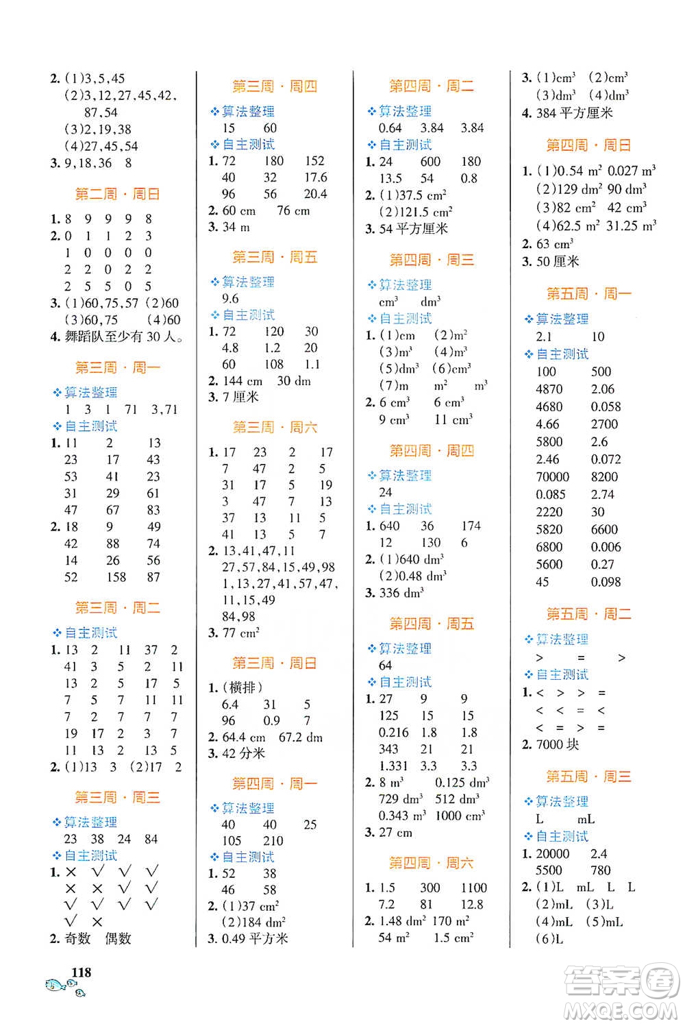 遼寧教育出版社2021小學(xué)學(xué)霸天天計算五年級下冊數(shù)學(xué)人教版參考答案