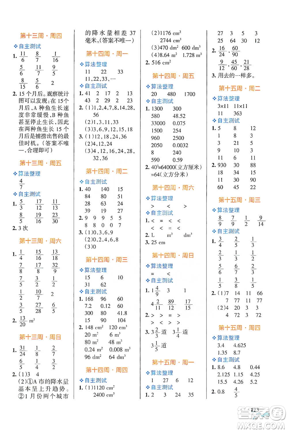 遼寧教育出版社2021小學(xué)學(xué)霸天天計算五年級下冊數(shù)學(xué)人教版參考答案