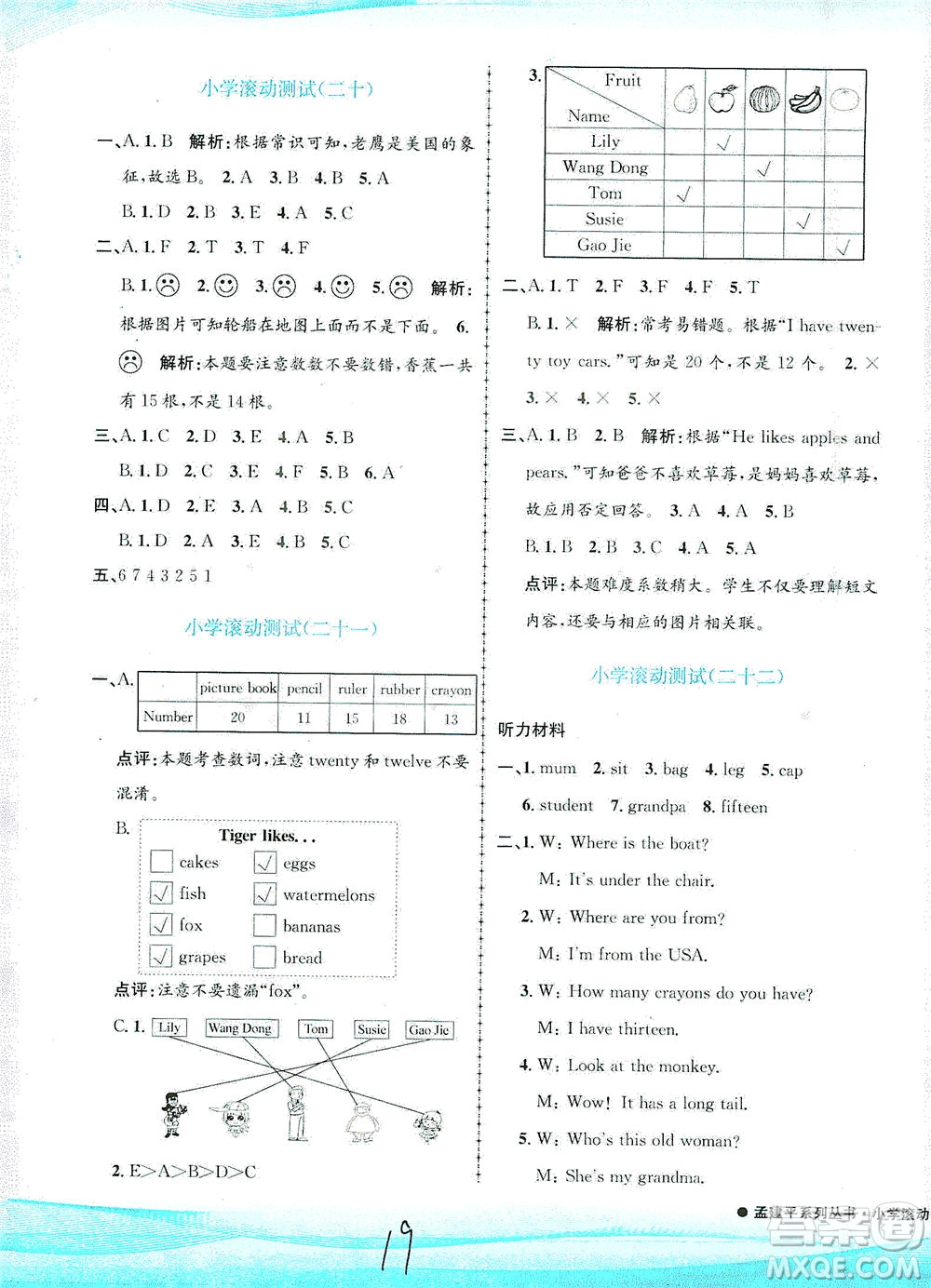 浙江工商大學(xué)出版社2021孟建平系列叢書(shū)小學(xué)滾動(dòng)測(cè)試英語(yǔ)三年級(jí)下R人教版答案