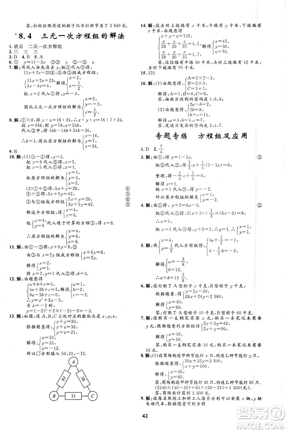 上海大學(xué)出版社2021非常1+1完全題練七年級(jí)數(shù)學(xué)下冊(cè)人教版答案