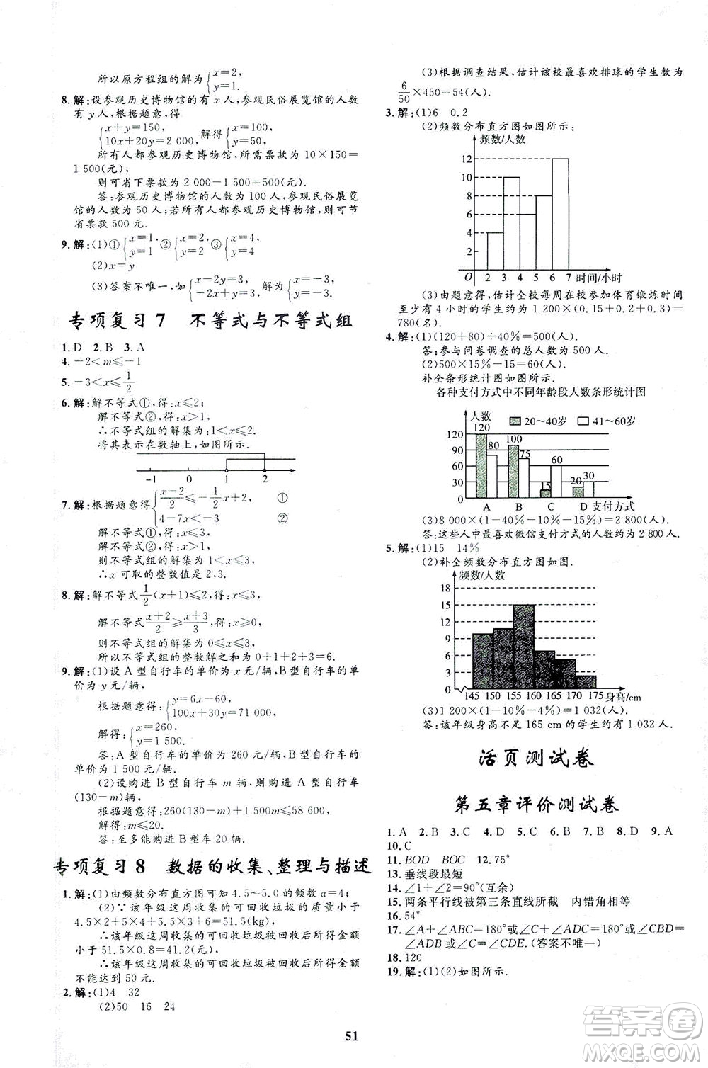 上海大學(xué)出版社2021非常1+1完全題練七年級(jí)數(shù)學(xué)下冊(cè)人教版答案