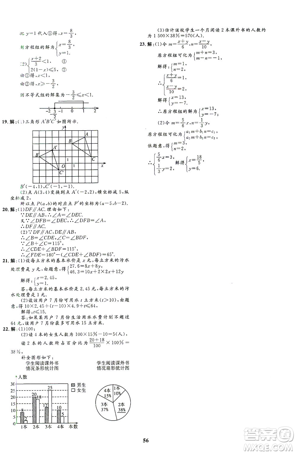 上海大學(xué)出版社2021非常1+1完全題練七年級(jí)數(shù)學(xué)下冊(cè)人教版答案