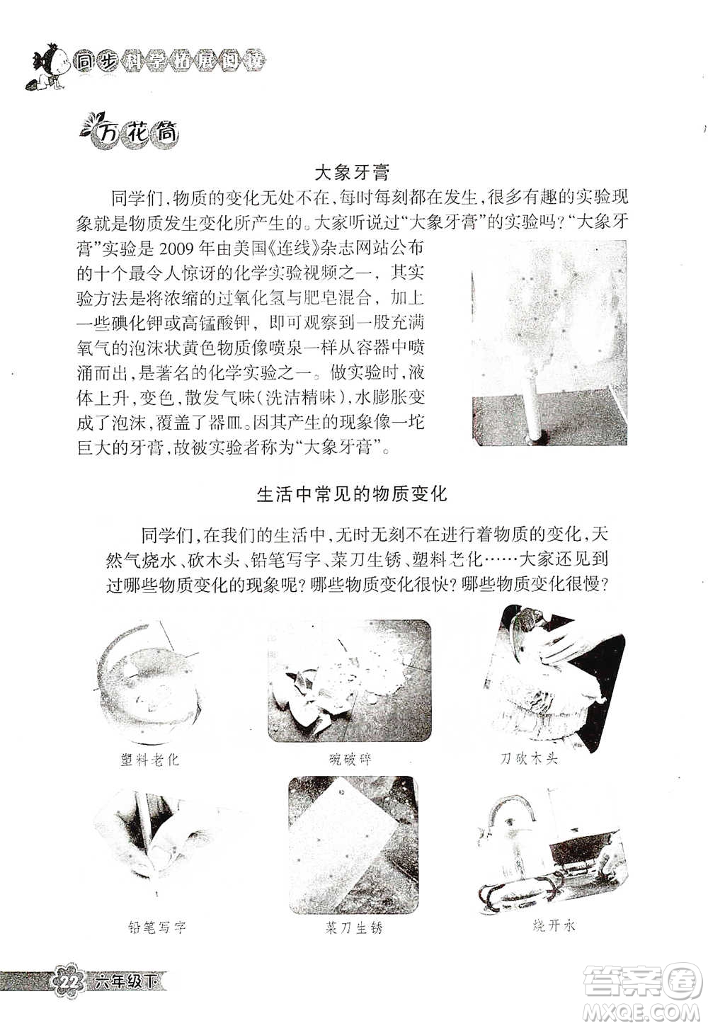 浙江教育出版社2021同步科學(xué)拓展閱讀六年級(jí)下冊(cè)教科版參考答案