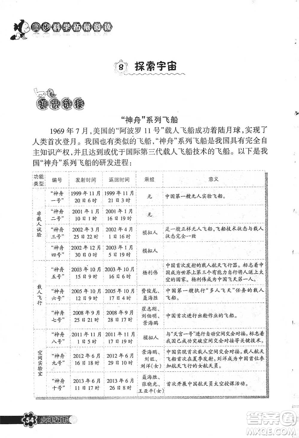 浙江教育出版社2021同步科學(xué)拓展閱讀六年級(jí)下冊(cè)教科版參考答案