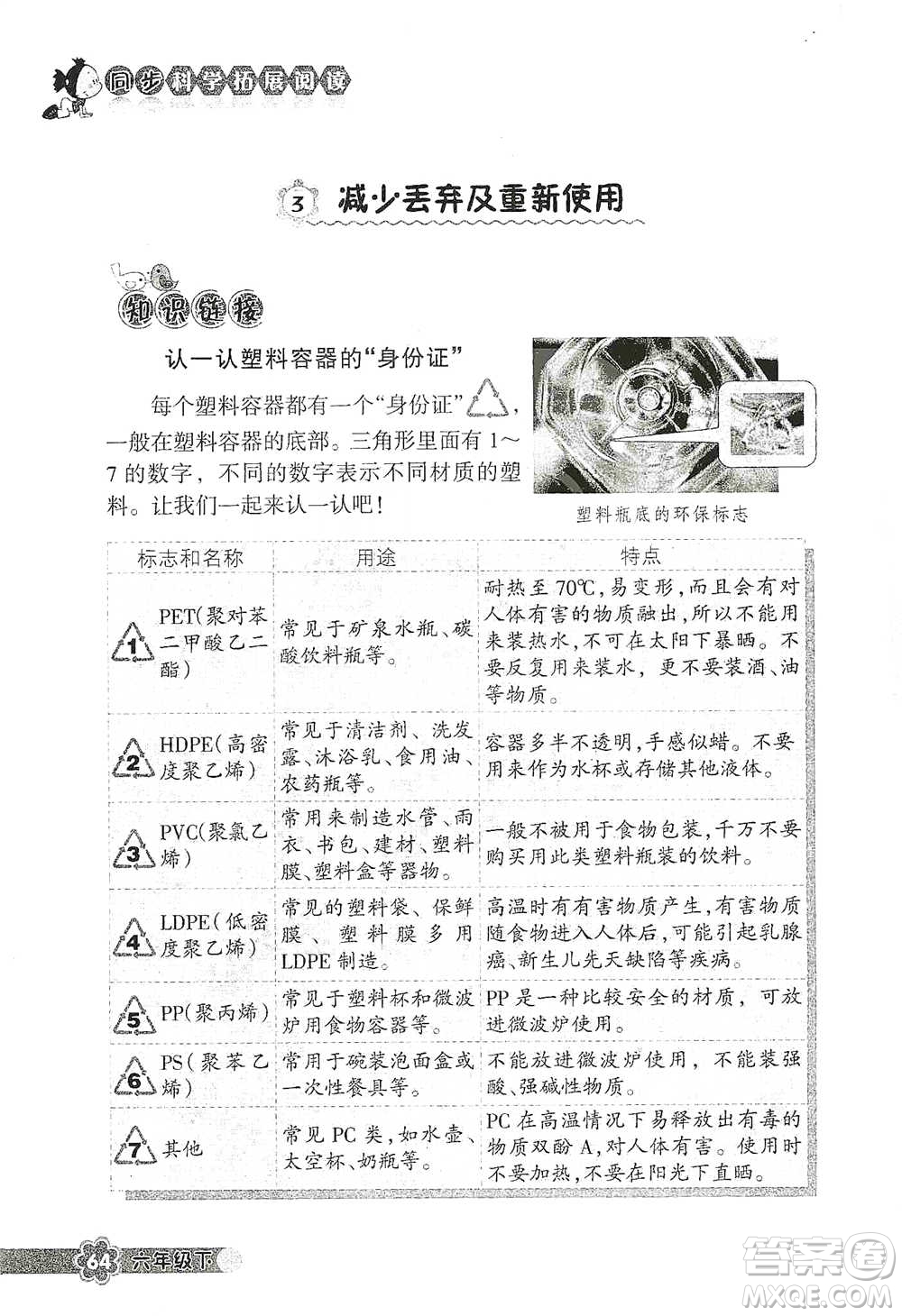 浙江教育出版社2021同步科學(xué)拓展閱讀六年級(jí)下冊(cè)教科版參考答案