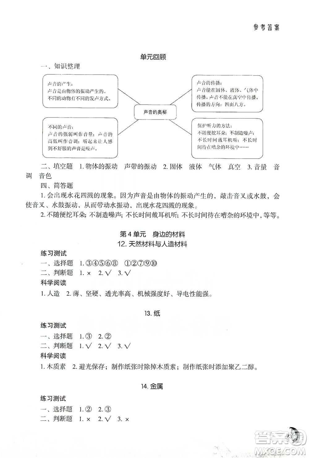 江蘇鳳凰教育出版社2021小學(xué)科學(xué)實驗冊三年級下冊參考答案