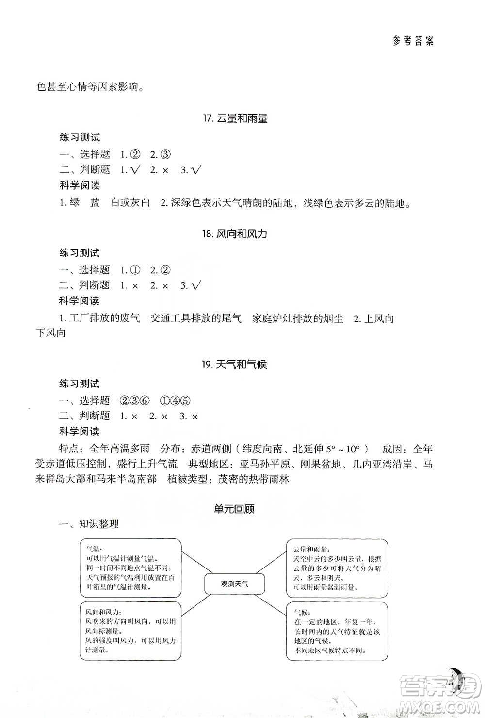 江蘇鳳凰教育出版社2021小學(xué)科學(xué)實驗冊三年級下冊參考答案