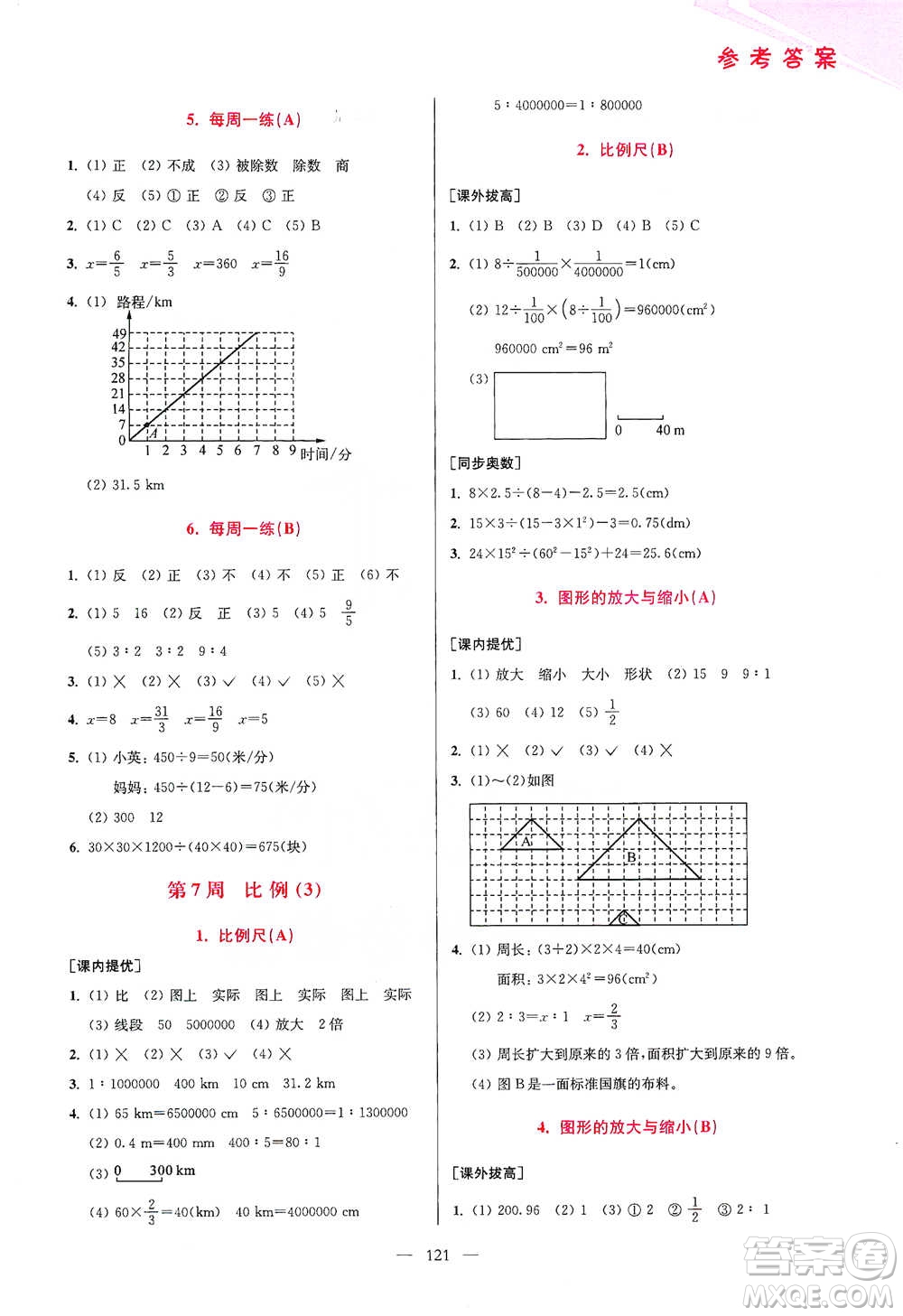 江蘇鳳凰美術(shù)出版社2021超能學(xué)典小學(xué)數(shù)學(xué)從課本到奧數(shù)同步練六年級(jí)下冊(cè)人教版參考答案