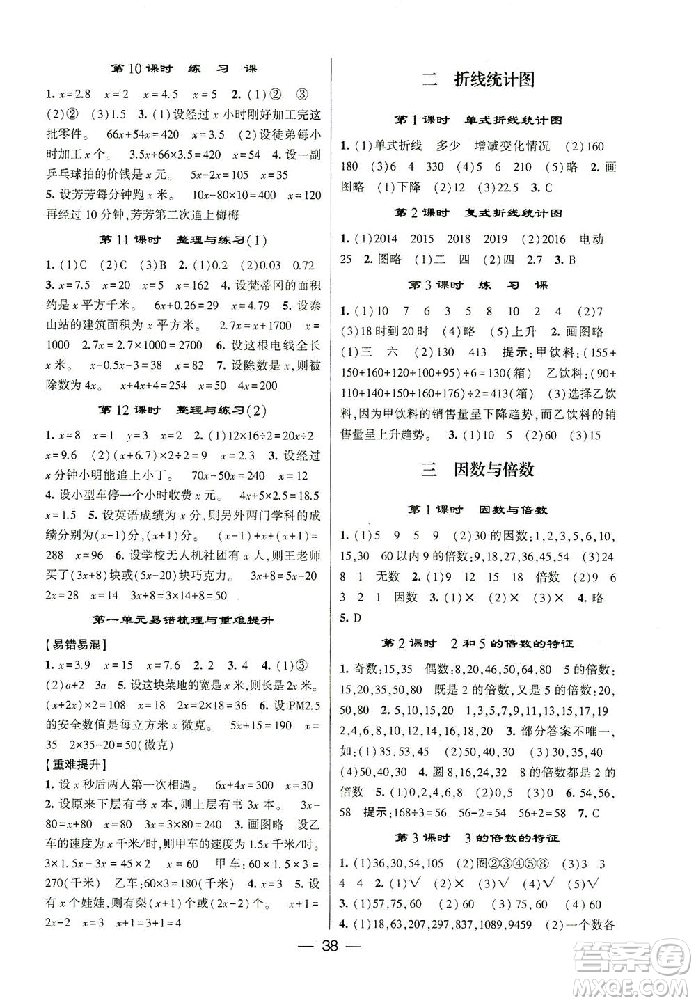 河海大學出版社2021棒棒堂五年級數(shù)學下冊江蘇國標版答案