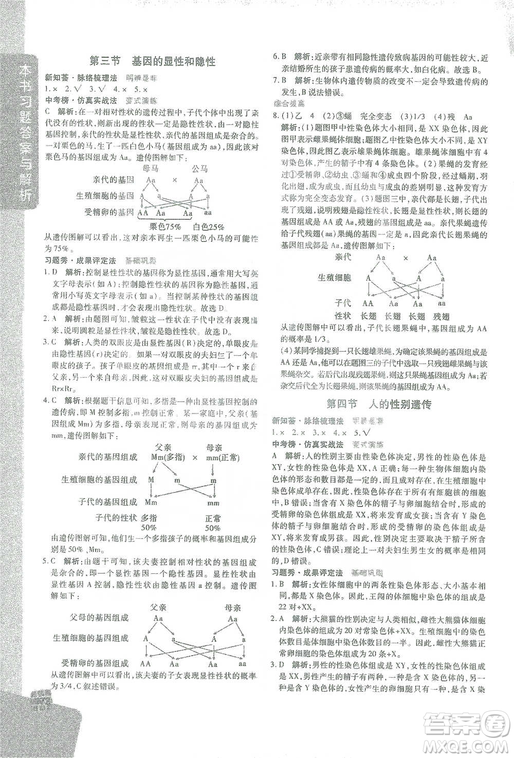 開明出版社2021倍速學(xué)習(xí)法八年級(jí)生物學(xué)下冊(cè)人教版參考答案