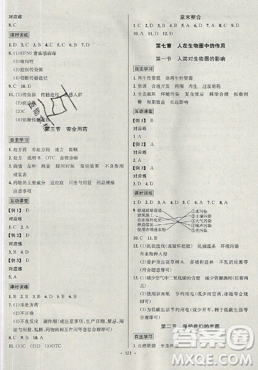 海南出版社2021名師名題生物七年級下冊JN濟南版答案