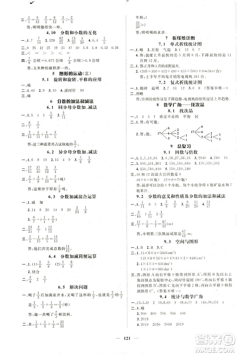 江西教育出版社2021名師測(cè)控五年級(jí)數(shù)學(xué)下冊(cè)人教版答案