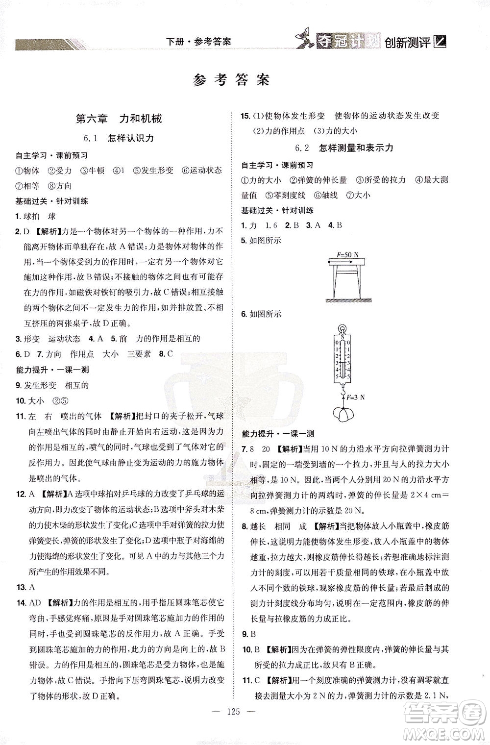 江西美術(shù)出版社2021奪冠計劃物理八年級下冊HY滬粵版江西專版答案