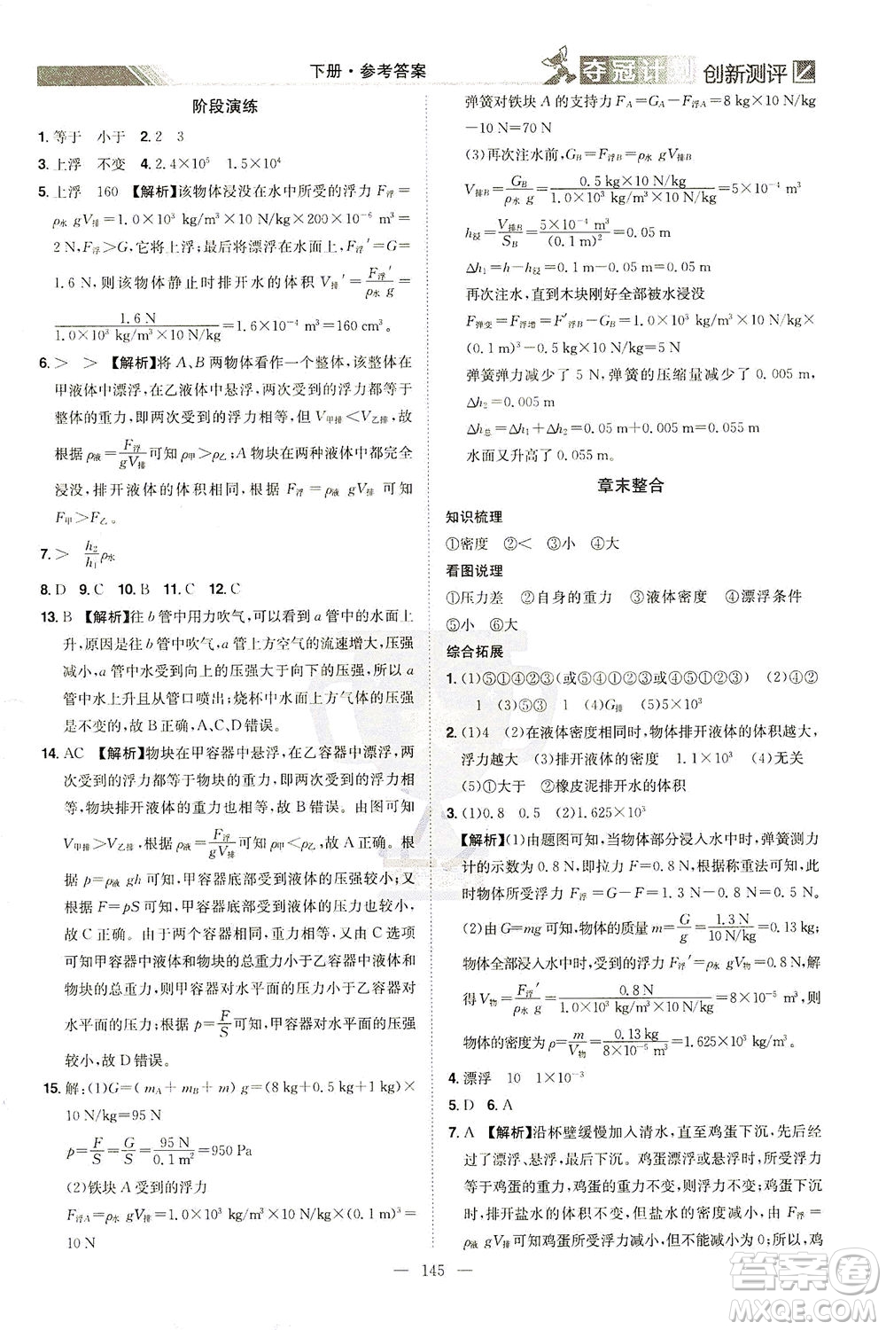 江西美術(shù)出版社2021奪冠計劃物理八年級下冊HY滬粵版江西專版答案