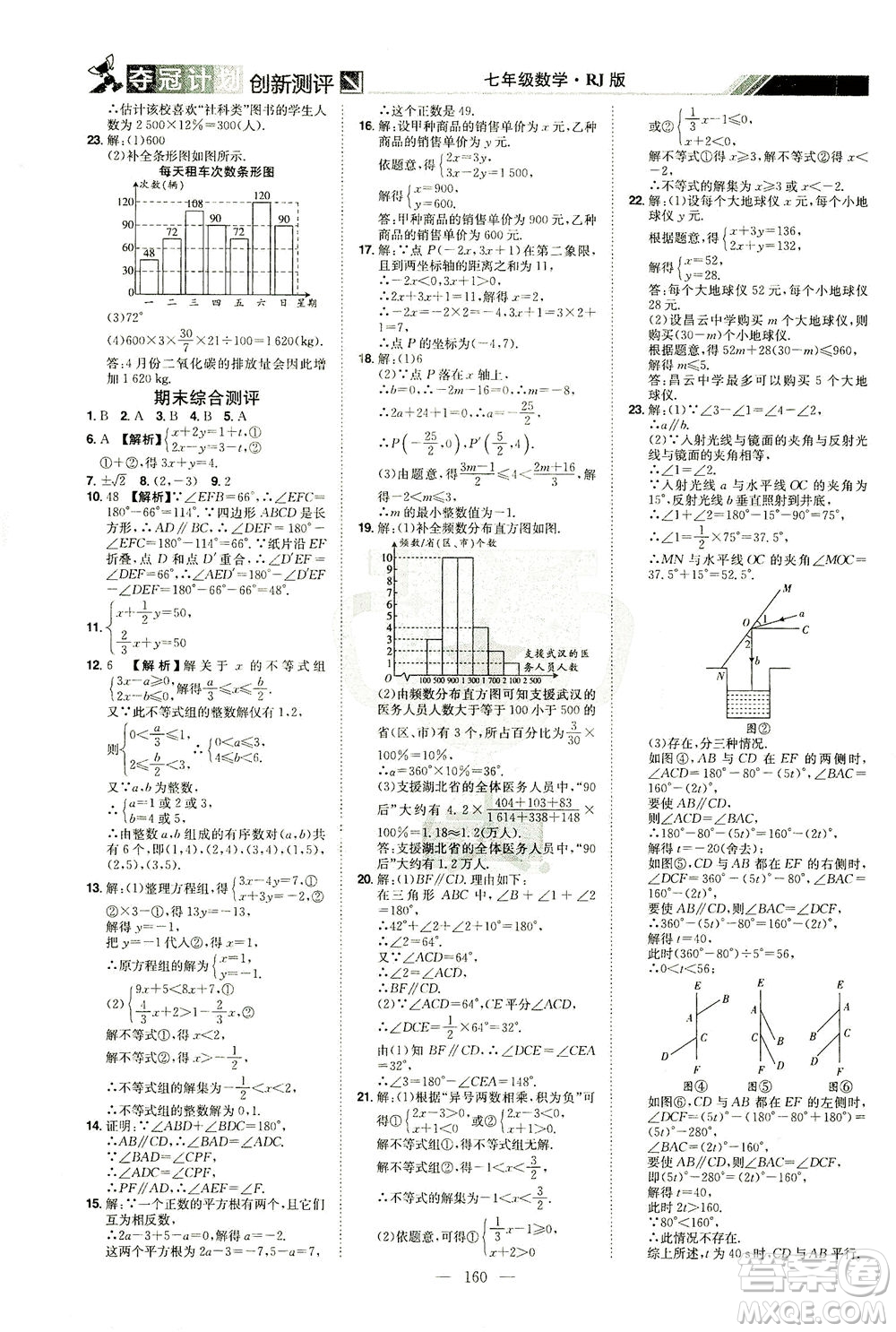 江西美術(shù)出版社2021奪冠計劃數(shù)學(xué)七年級下冊RJ人教版江西專版答案