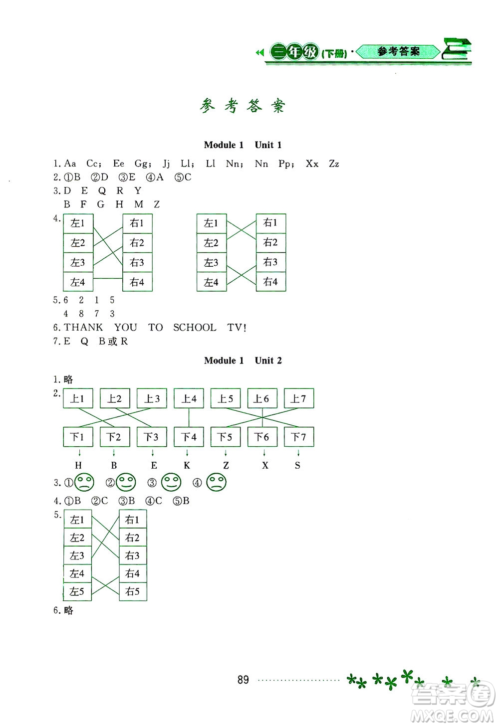 黑龍江教育出版社2021資源與評價三年級英語下冊外研B版答案