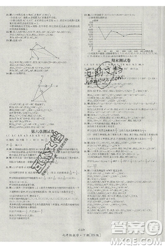 海南出版社2021名師名題數(shù)學(xué)七年級下冊北師版答案