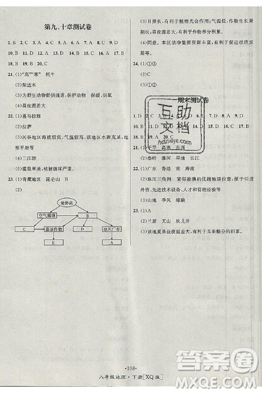 海南出版社2021名師名題地理八年級下冊XQ商務星球版答案