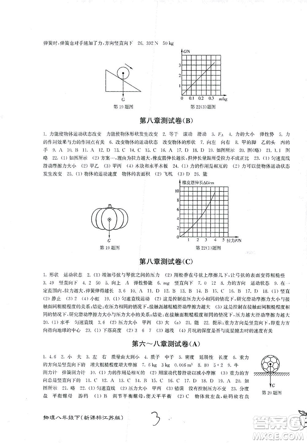 東南大學(xué)出版社2021江蘇密卷物理八年級(jí)下冊(cè)新課標(biāo)江蘇版答案