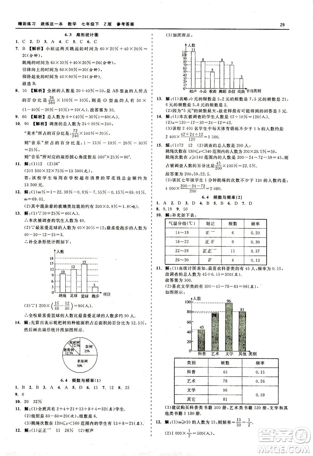 浙江工商大學(xué)出版社2021精彩練習(xí)就練這一本七年級(jí)數(shù)學(xué)下冊(cè)浙教版答案