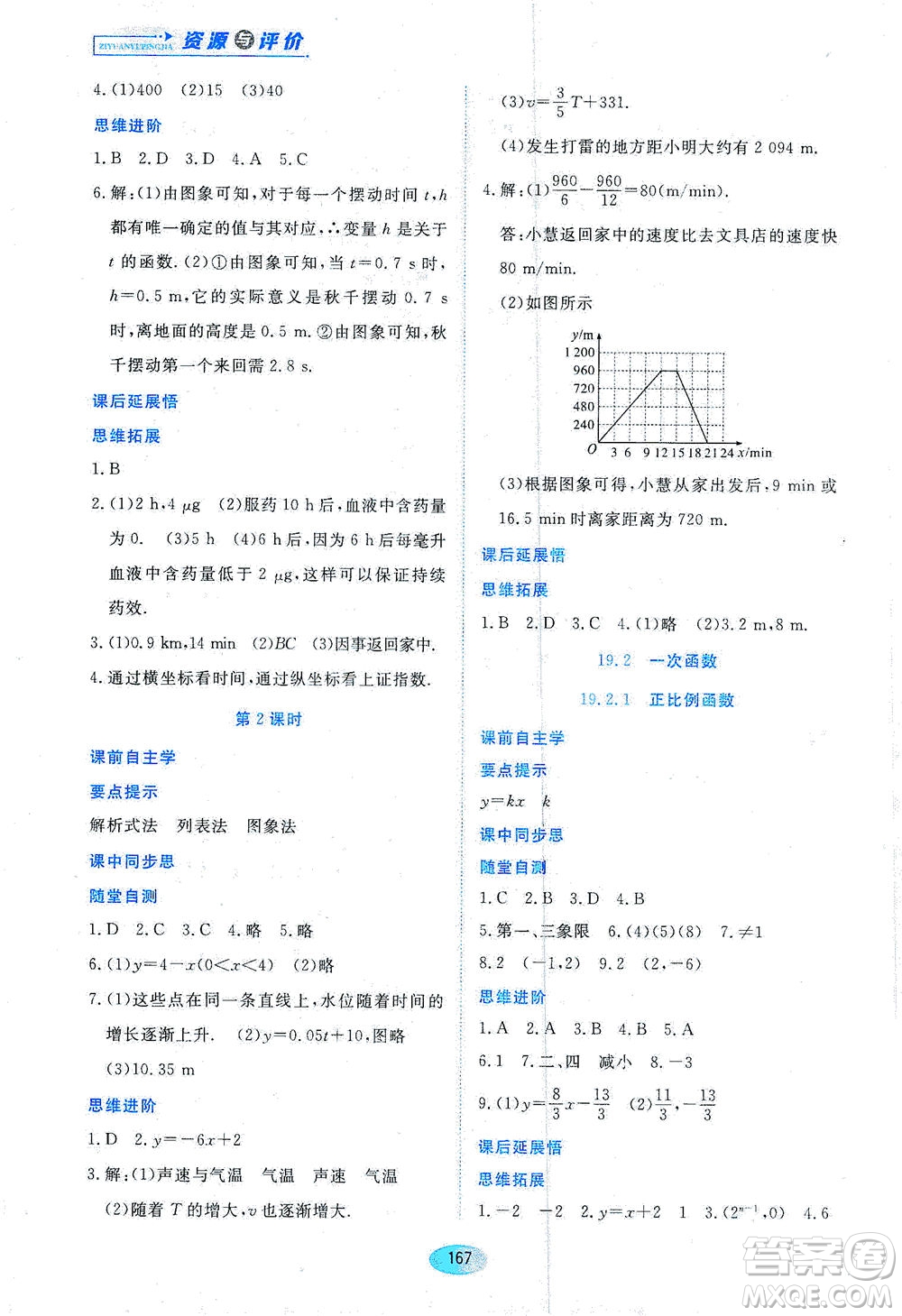 黑龍江教育出版社2021資源與評價八年級數(shù)學(xué)下冊人教版答案