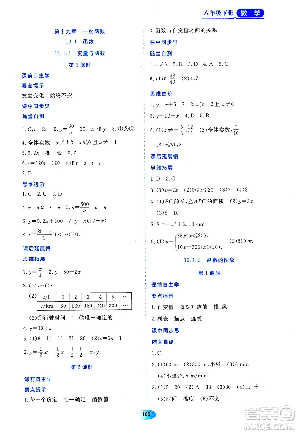 黑龍江教育出版社2021資源與評價八年級數(shù)學(xué)下冊人教版答案