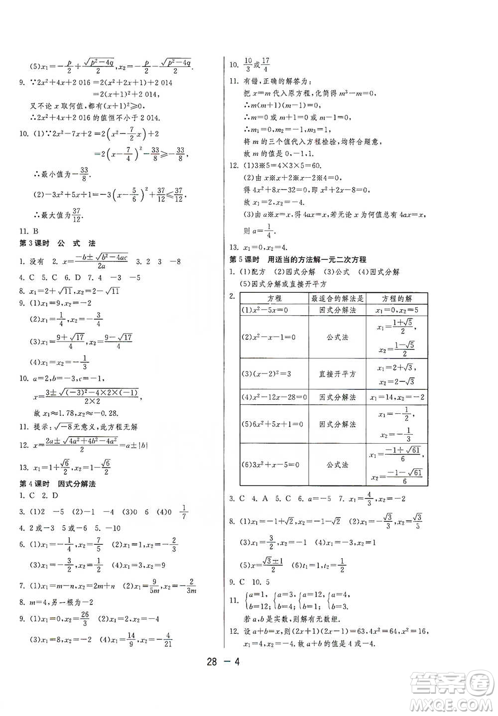 江蘇人民出版社2021年1課3練單元達(dá)標(biāo)測(cè)試八年級(jí)下冊(cè)數(shù)學(xué)滬科版參考答案