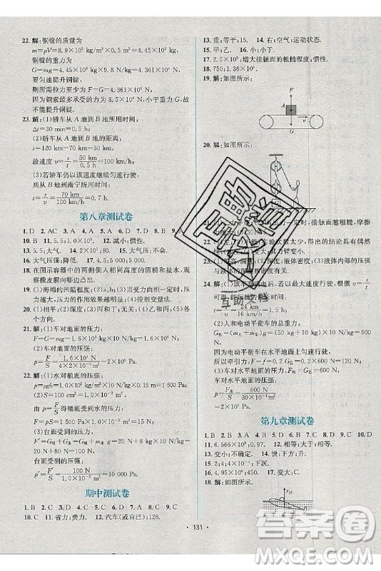 海南出版社2021名師名題物理八年級(jí)下冊(cè)HY滬粵版答案