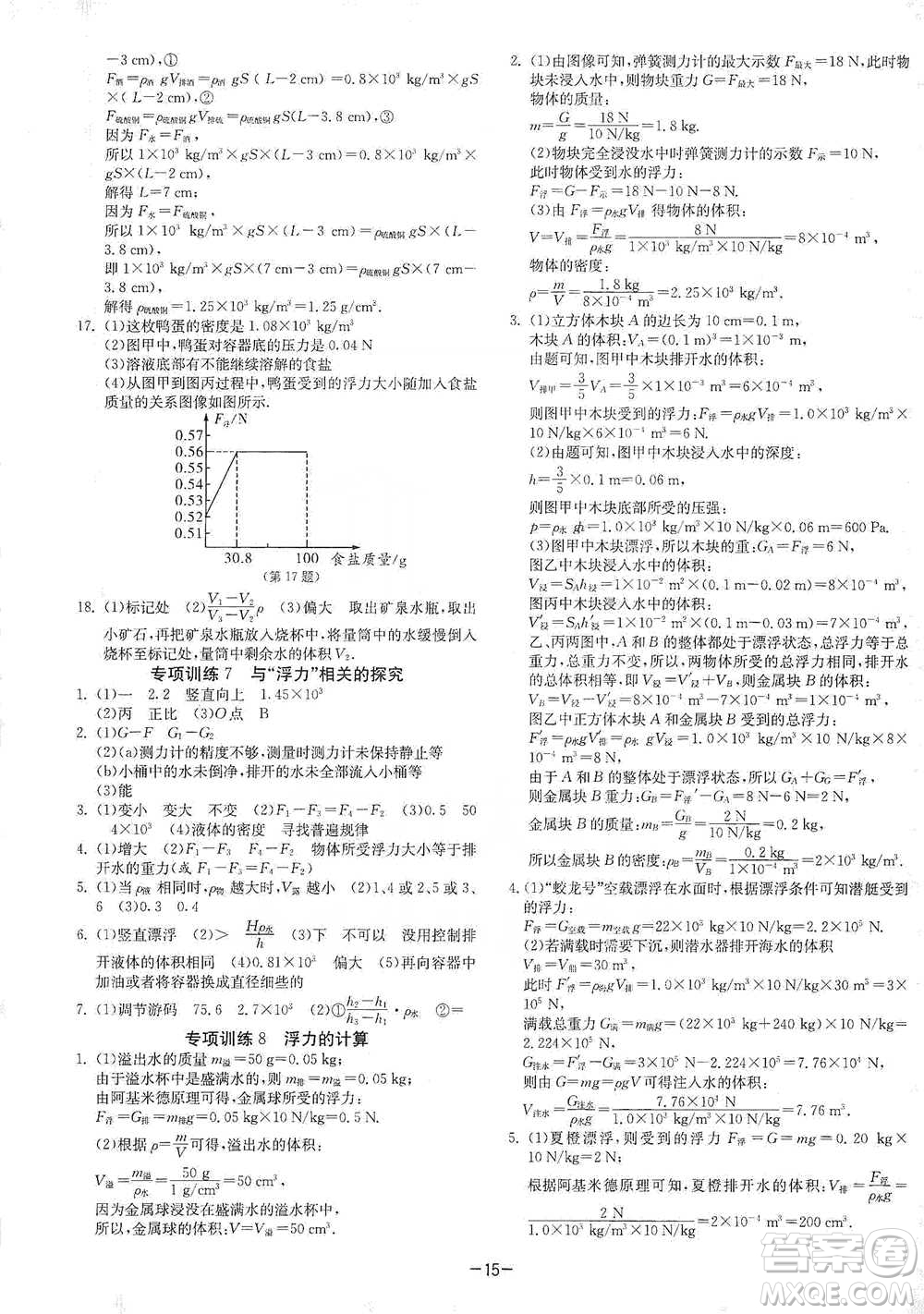 江蘇人民出版社2021年1課3練單元達(dá)標(biāo)測(cè)試八年級(jí)下冊(cè)物理蘇科版參考答案