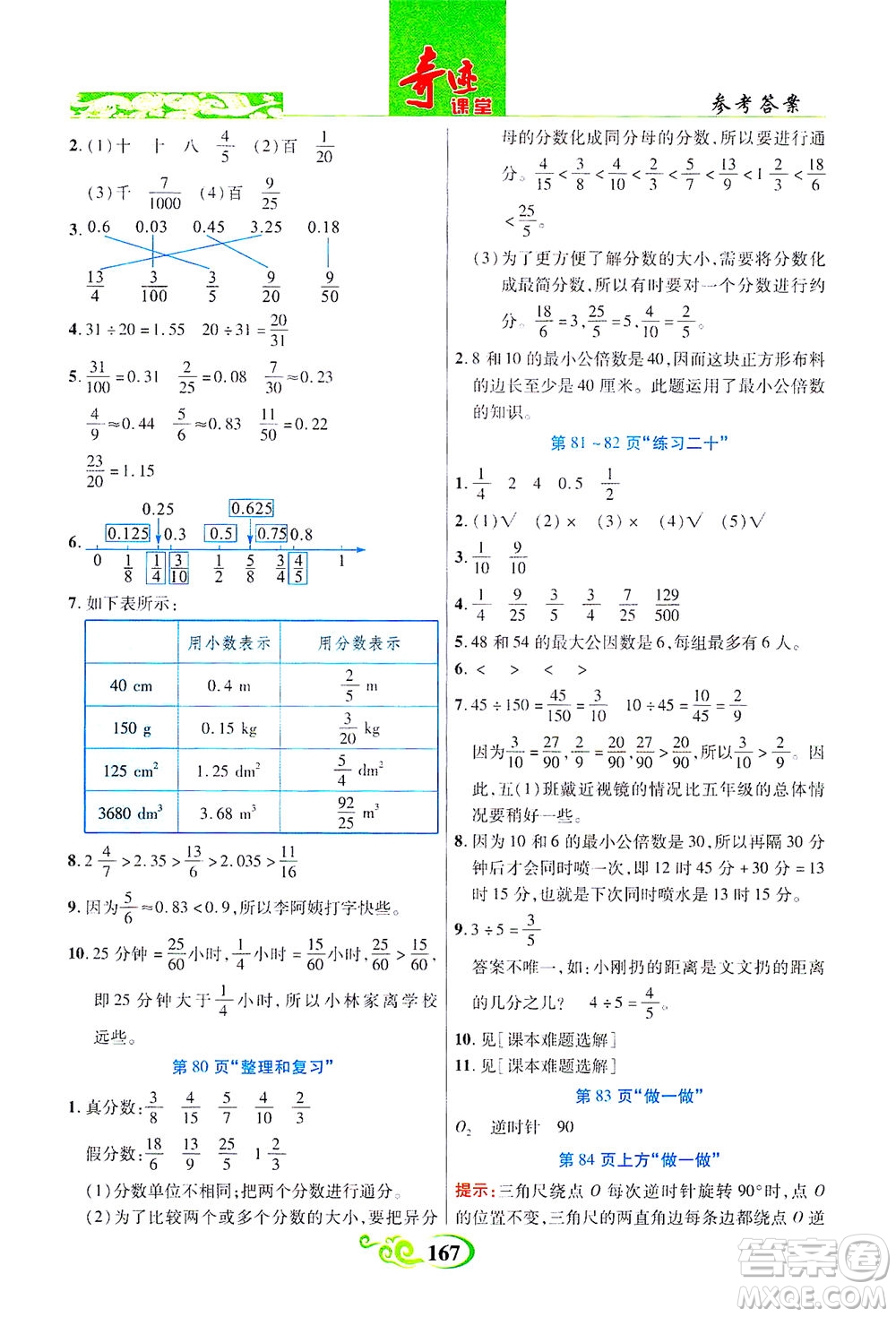 武漢出版社2021奇跡課堂數(shù)學五年級下冊人教版答案