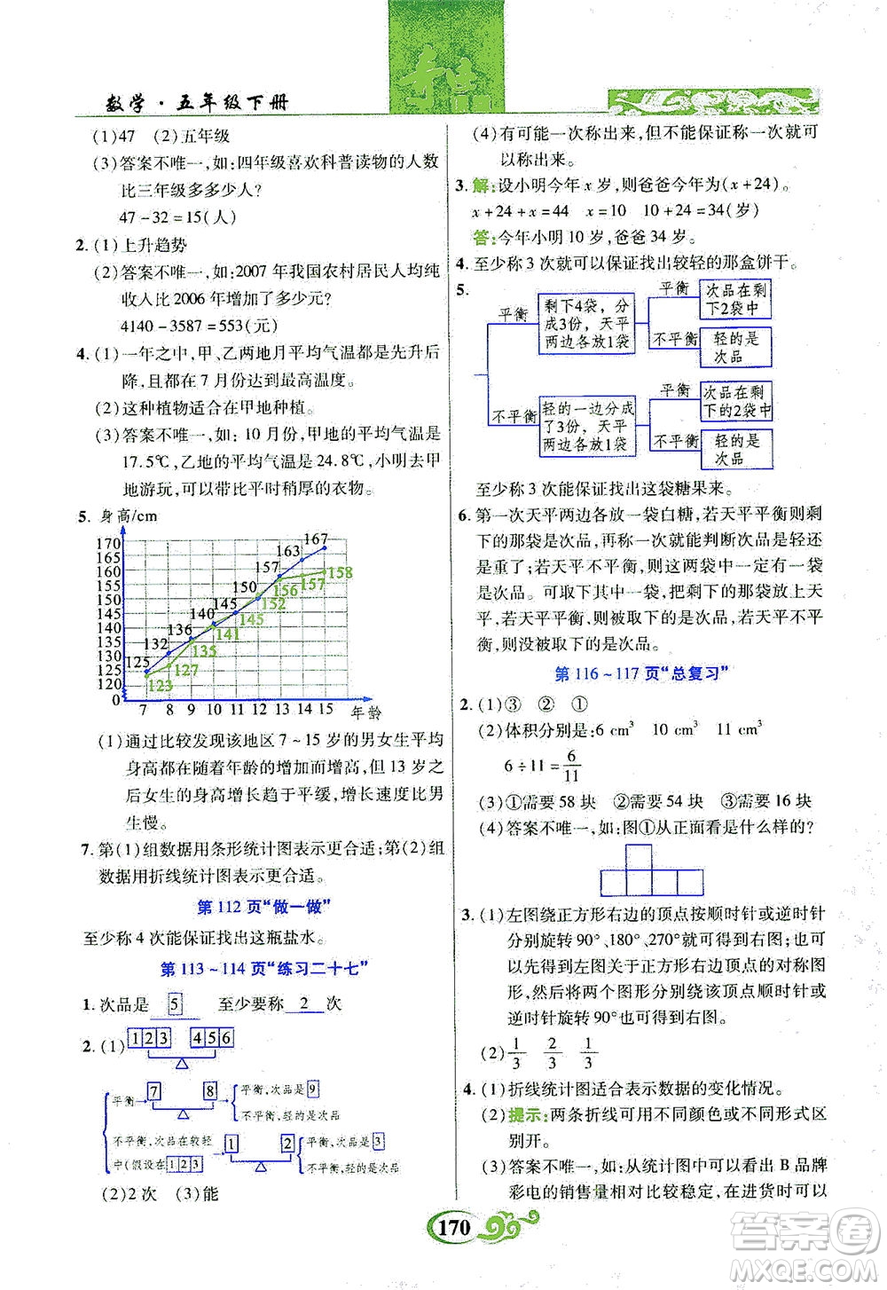 武漢出版社2021奇跡課堂數(shù)學五年級下冊人教版答案