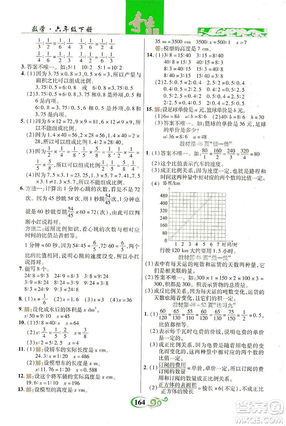 武漢出版社2021奇跡課堂數(shù)學(xué)六年級(jí)下冊(cè)人教版答案