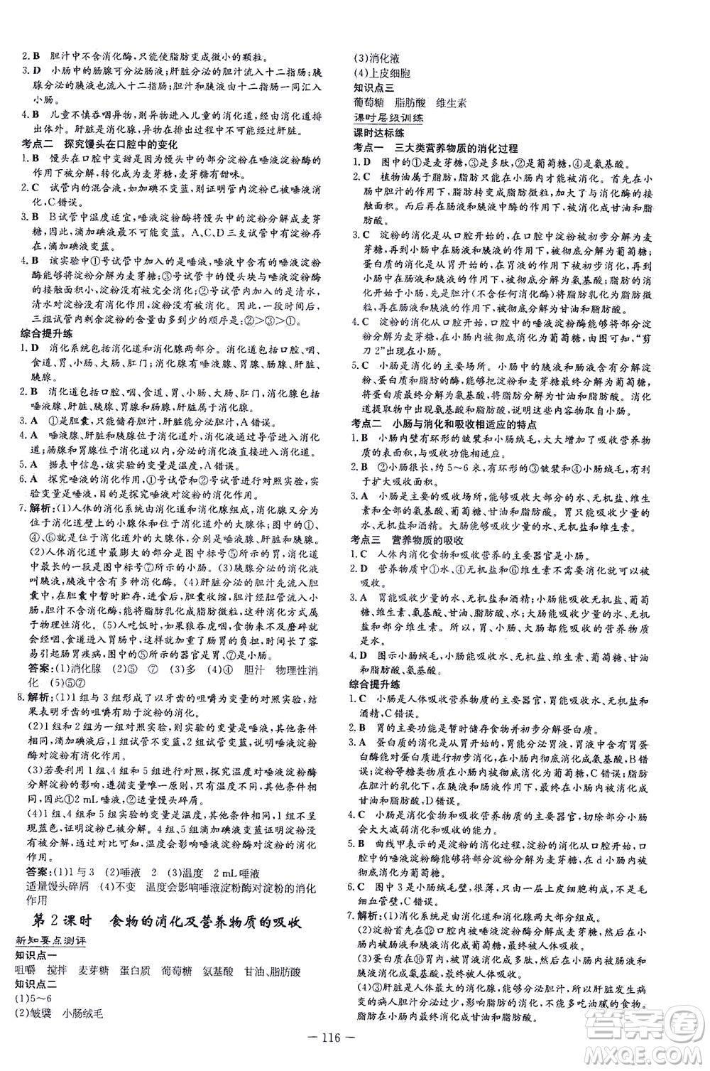 新世紀(jì)出版社2021練案課時(shí)作業(yè)本生物七年級下冊人教版答案