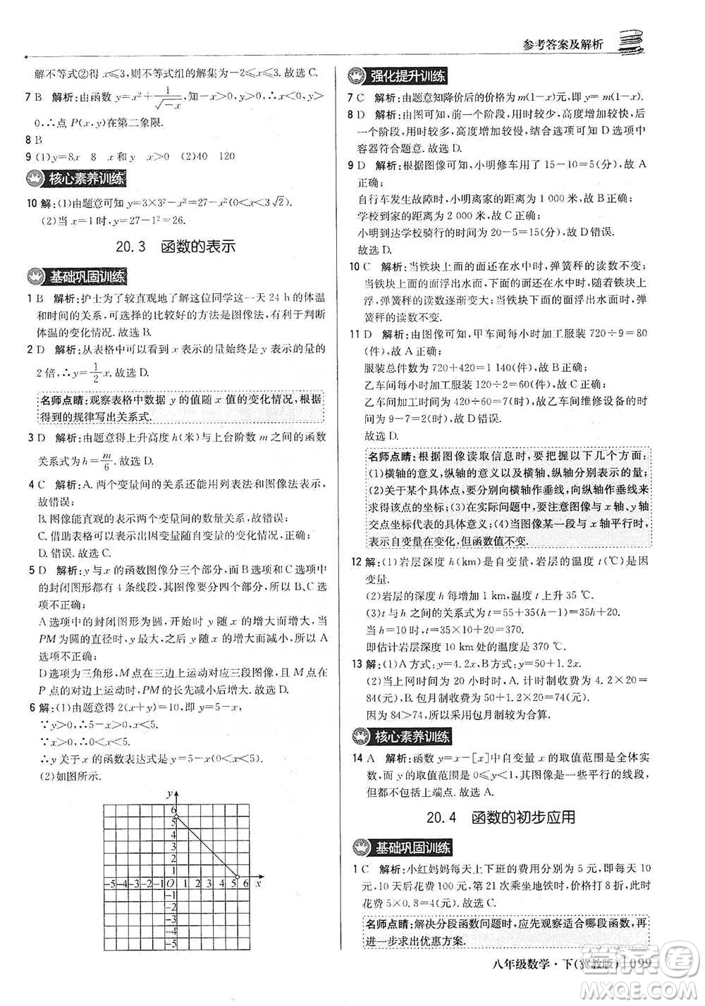 北京教育出版社2021年1+1輕巧奪冠優(yōu)化訓(xùn)練八年級(jí)下冊(cè)數(shù)學(xué)冀教版參考答案