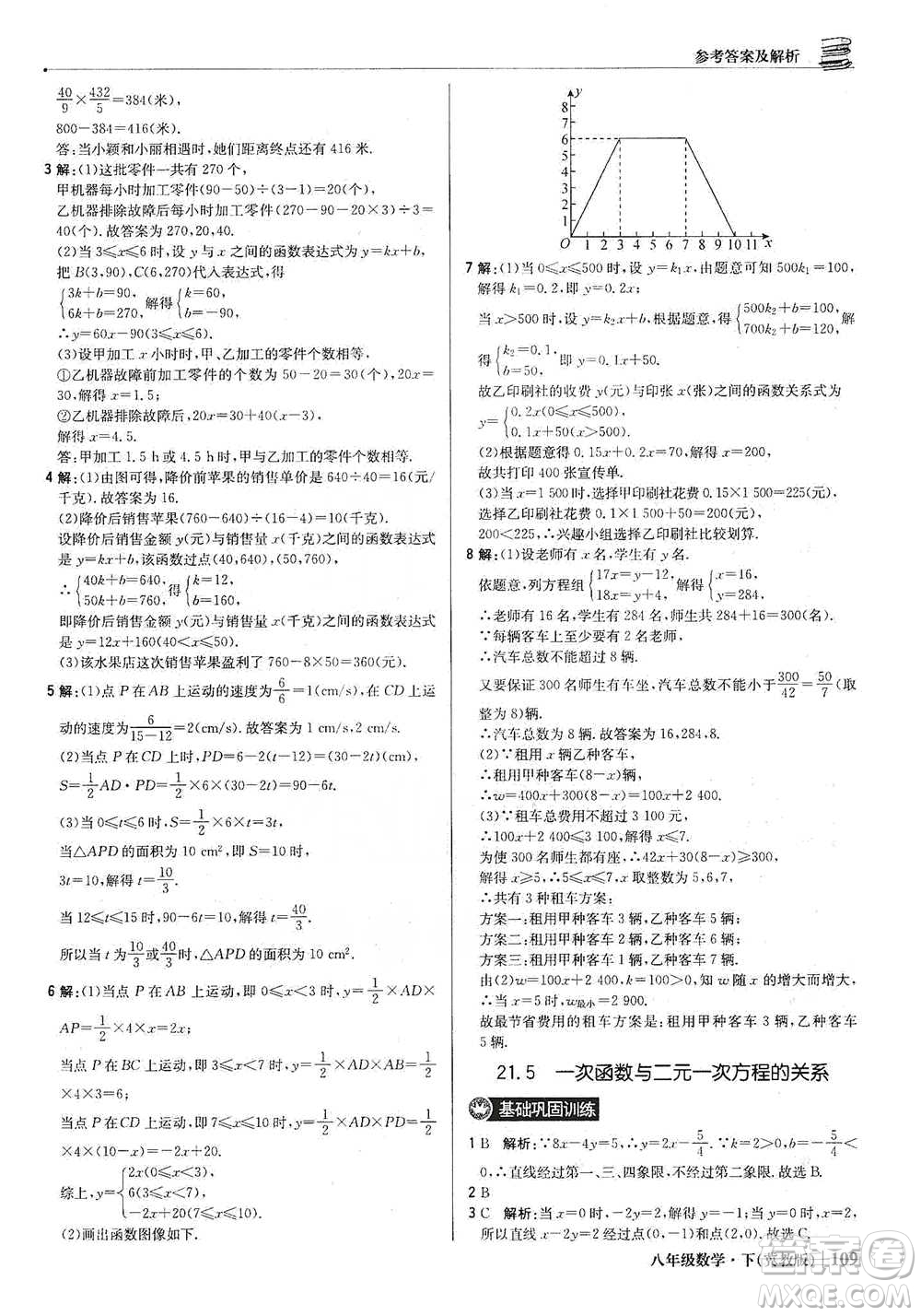 北京教育出版社2021年1+1輕巧奪冠優(yōu)化訓(xùn)練八年級(jí)下冊(cè)數(shù)學(xué)冀教版參考答案