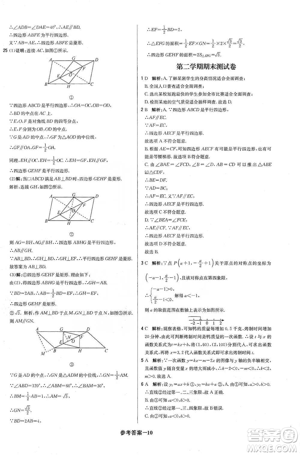 北京教育出版社2021年1+1輕巧奪冠優(yōu)化訓(xùn)練八年級(jí)下冊(cè)數(shù)學(xué)冀教版參考答案