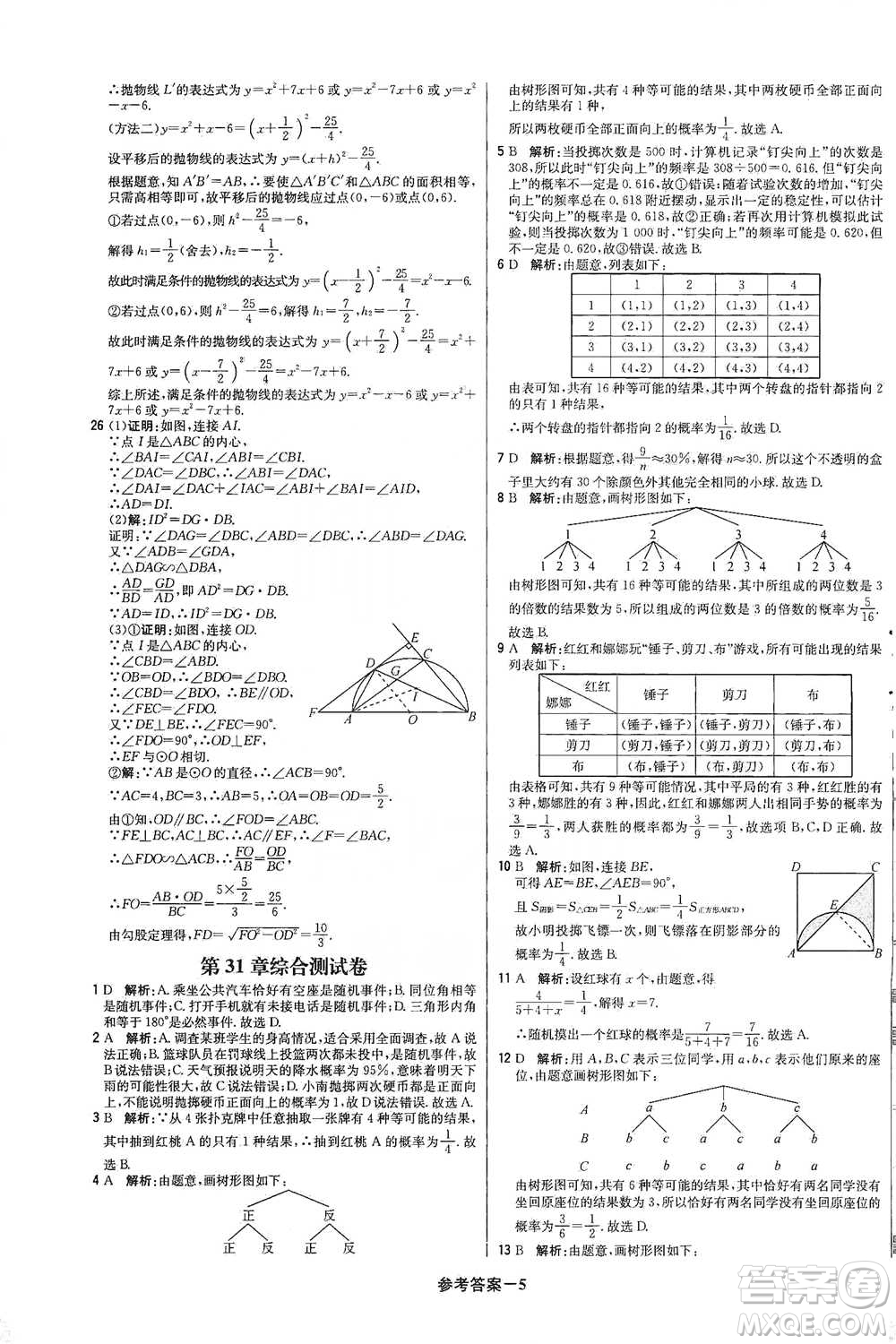 北京教育出版社2021年1+1輕巧奪冠優(yōu)化訓(xùn)練九年級下冊數(shù)學(xué)冀教版參考答案