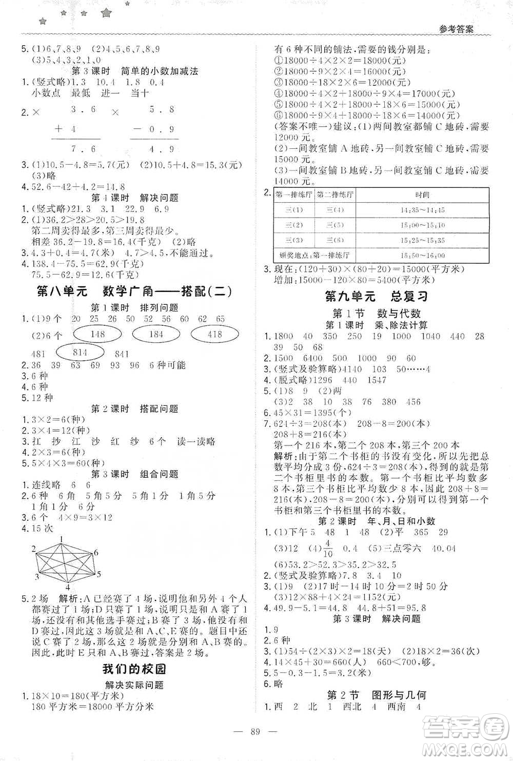 北京教育出版社2021年1+1輕巧奪冠優(yōu)化訓(xùn)練三年級(jí)下冊(cè)數(shù)學(xué)人教版參考答案