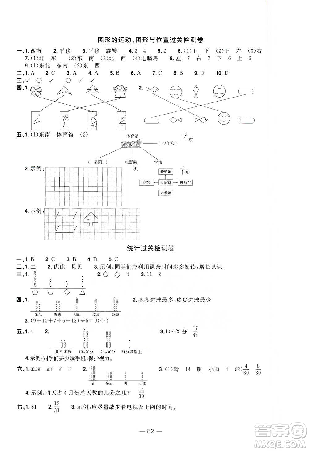 江西教育出版社2021陽光同學(xué)全優(yōu)好卷三年級(jí)下冊(cè)數(shù)學(xué)北師大版參考答案