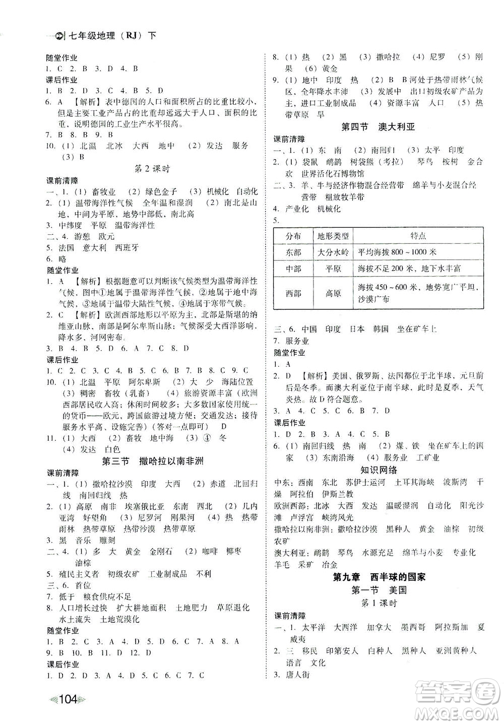 北方婦女兒童出版社2021勝券在握打好基礎作業(yè)本七年級地理下冊RJ人教版答案