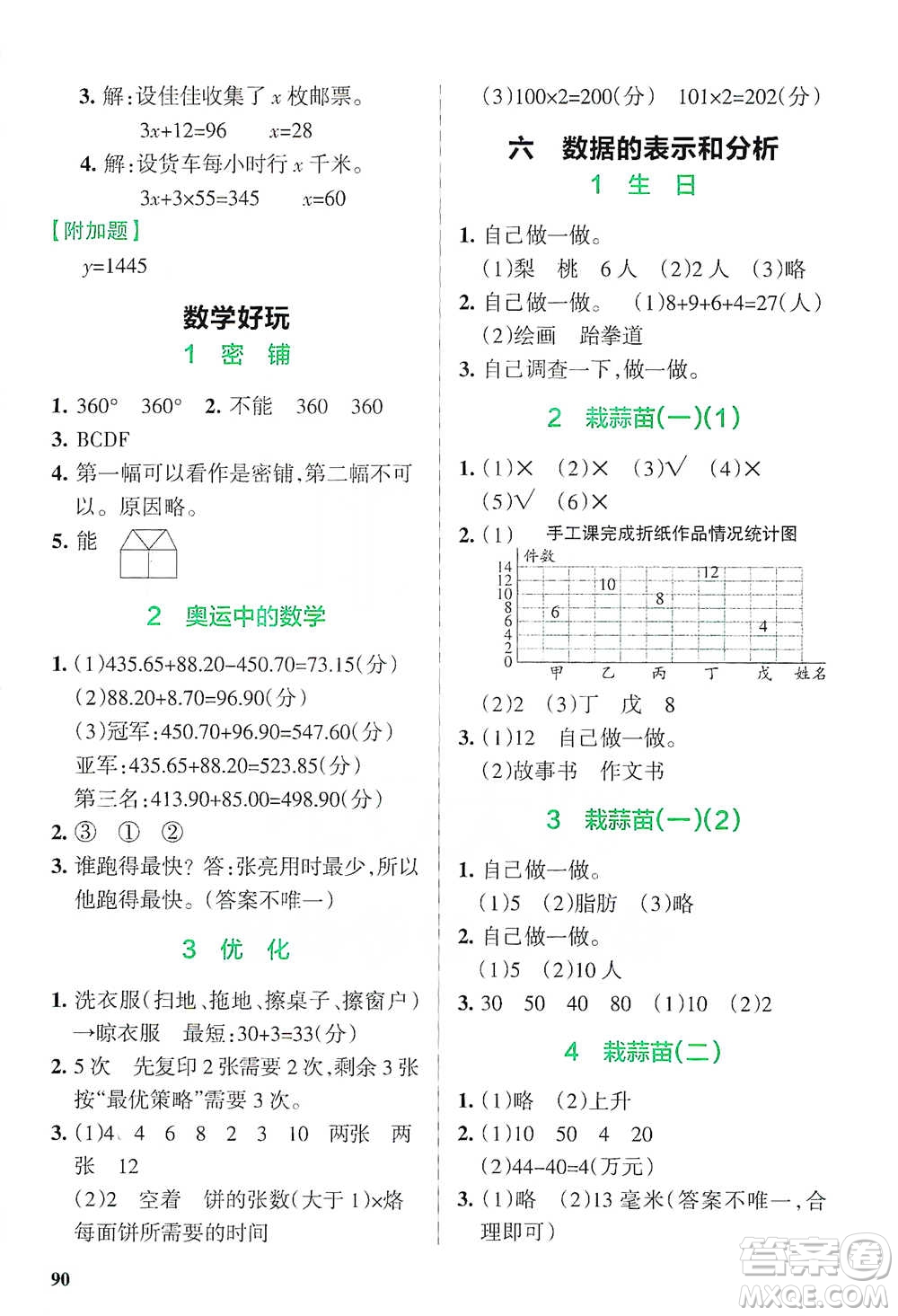 遼寧教育出版社2021小學(xué)教材搭檔四年級(jí)下冊(cè)數(shù)學(xué)北師版參考答案