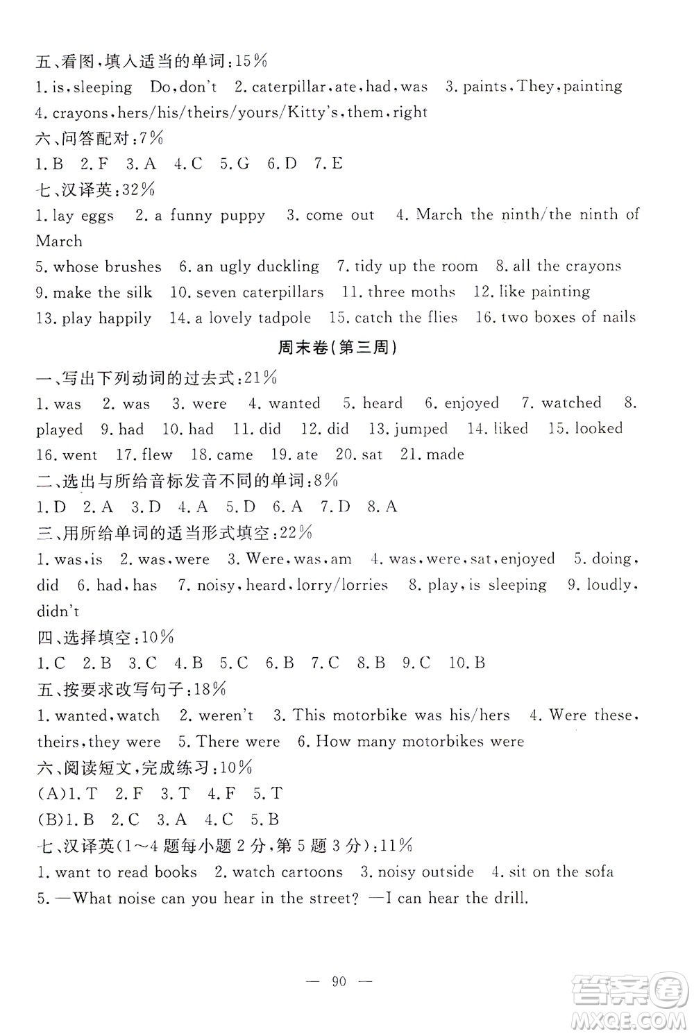 上海大學(xué)出版社2021過關(guān)沖刺100分英語五年級(jí)下冊(cè)牛津版答案