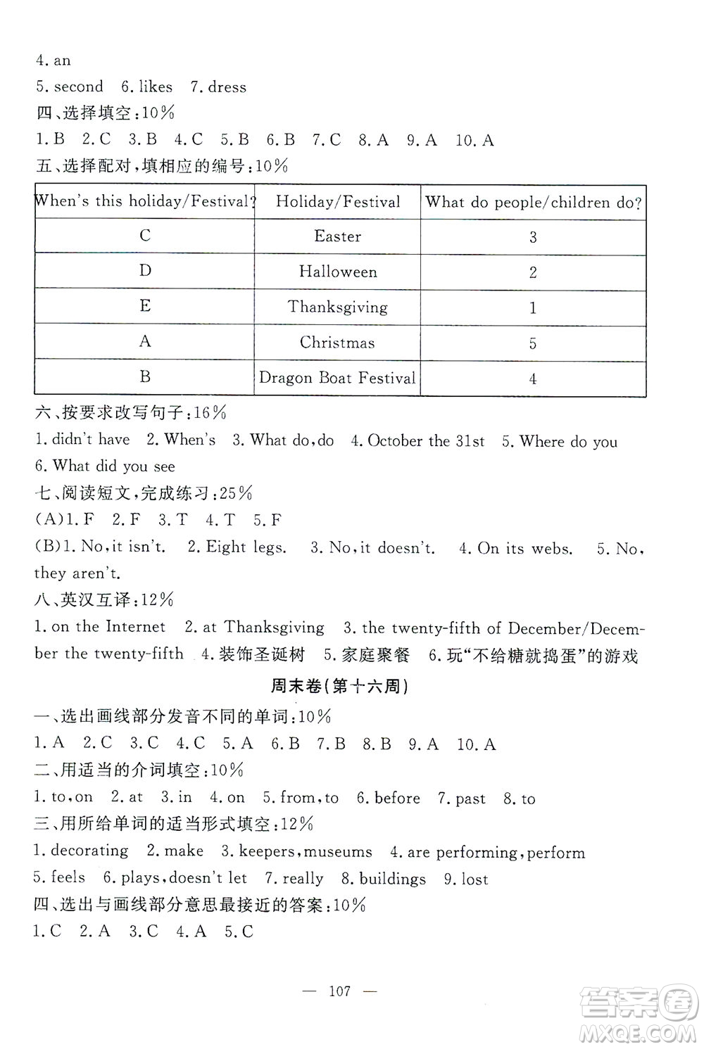 上海大學(xué)出版社2021過關(guān)沖刺100分英語五年級(jí)下冊(cè)牛津版答案