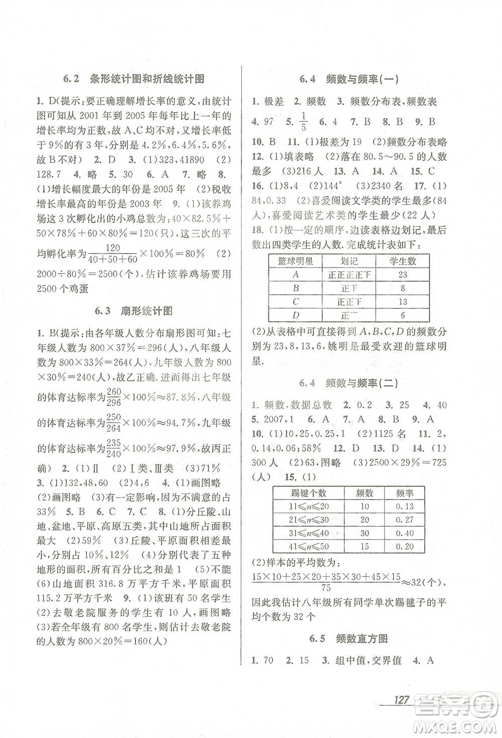 開明出版社2021當(dāng)堂練新課時(shí)同步訓(xùn)練七年級下冊數(shù)學(xué)浙教版參考答案