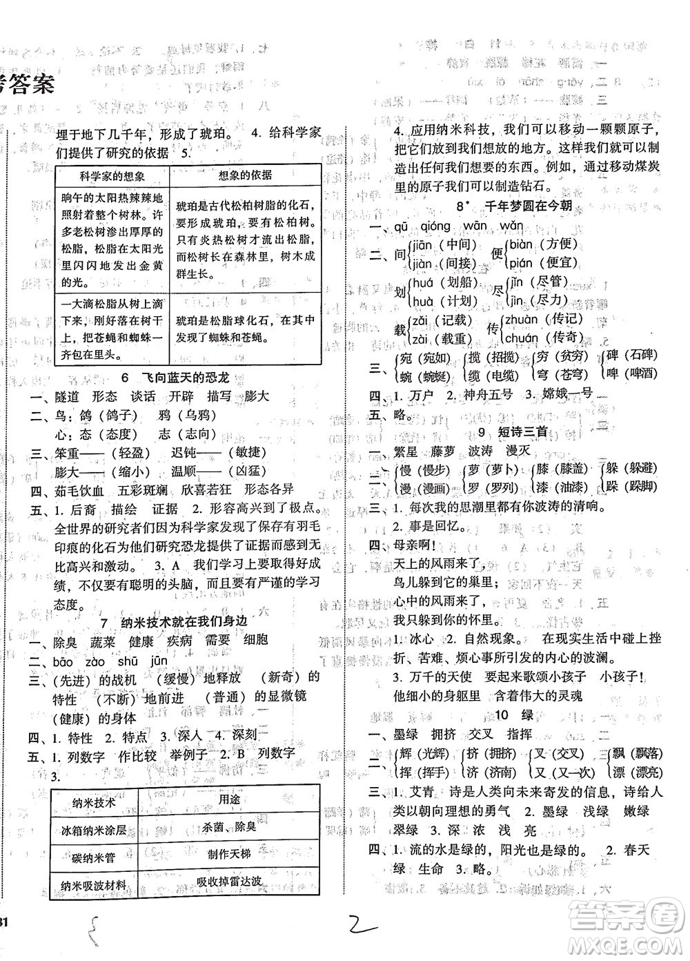 遼寧教育出版社2021尖子生課時(shí)作業(yè)四年級(jí)語(yǔ)文下冊(cè)人教版答案