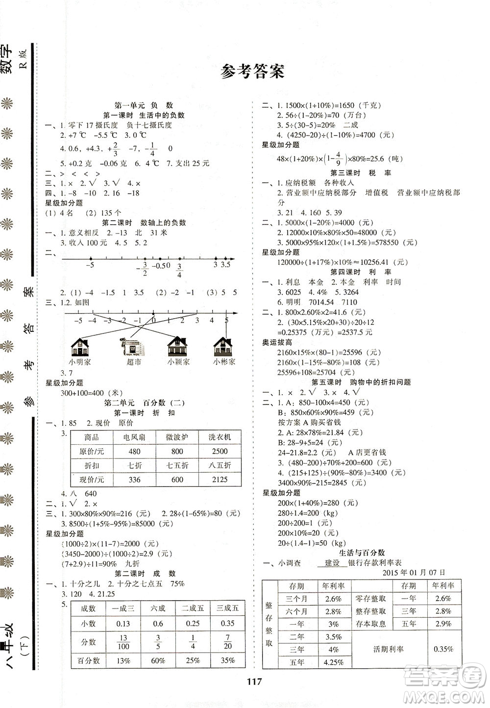 遼寧教育出版社2021尖子生課時(shí)作業(yè)六年級(jí)數(shù)學(xué)下冊(cè)人教版答案