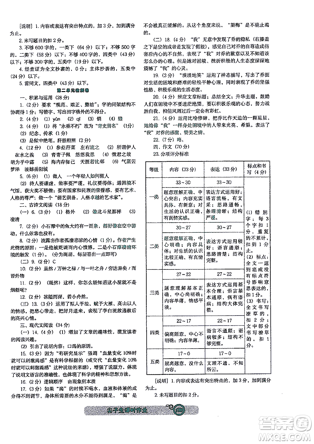 遼寧教育出版社2021尖子生課時(shí)作業(yè)八年級(jí)語文下冊(cè)人教版答案