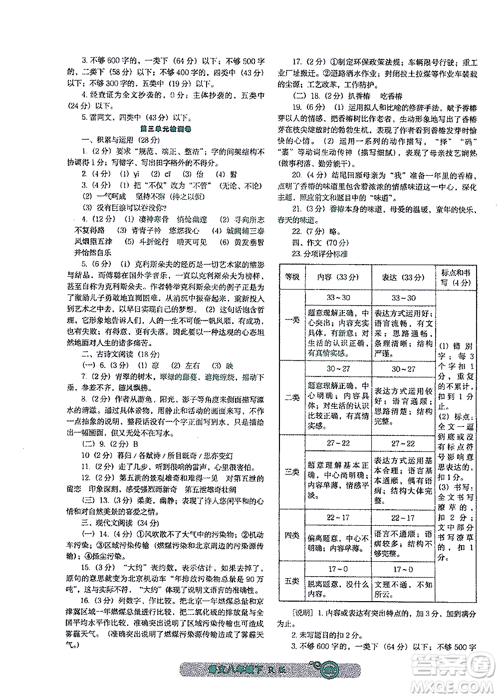 遼寧教育出版社2021尖子生課時(shí)作業(yè)八年級(jí)語文下冊(cè)人教版答案