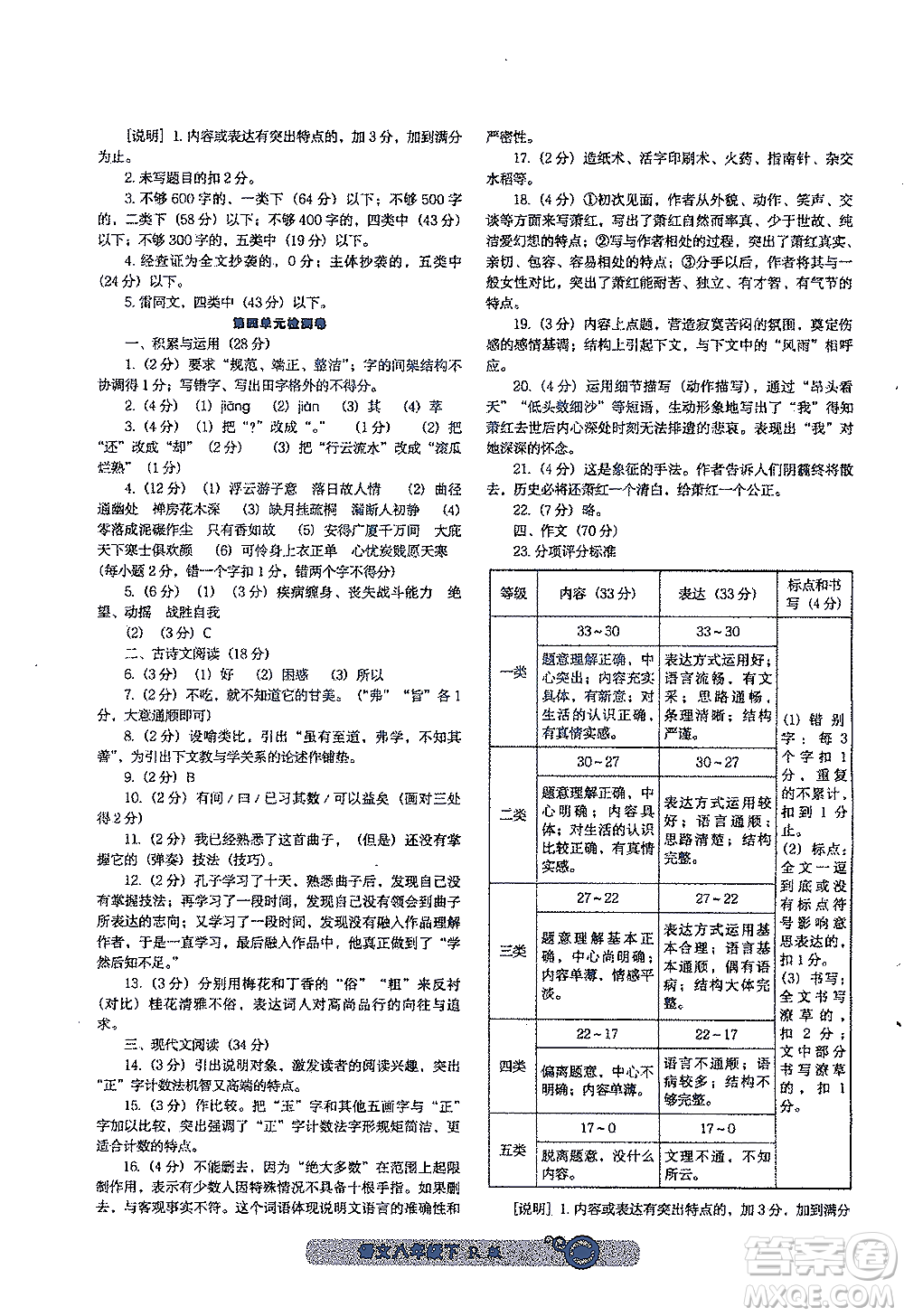 遼寧教育出版社2021尖子生課時(shí)作業(yè)八年級(jí)語文下冊(cè)人教版答案